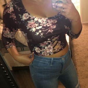 SOLD XX Maroon floral crop top